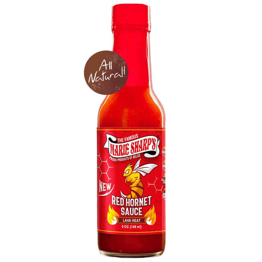 Red Hornet, extrem scharfe Habanero Sauce, Schärfegrad zehn von zwölf, rote Habanero Sauce, , in 148 ml erhältlich